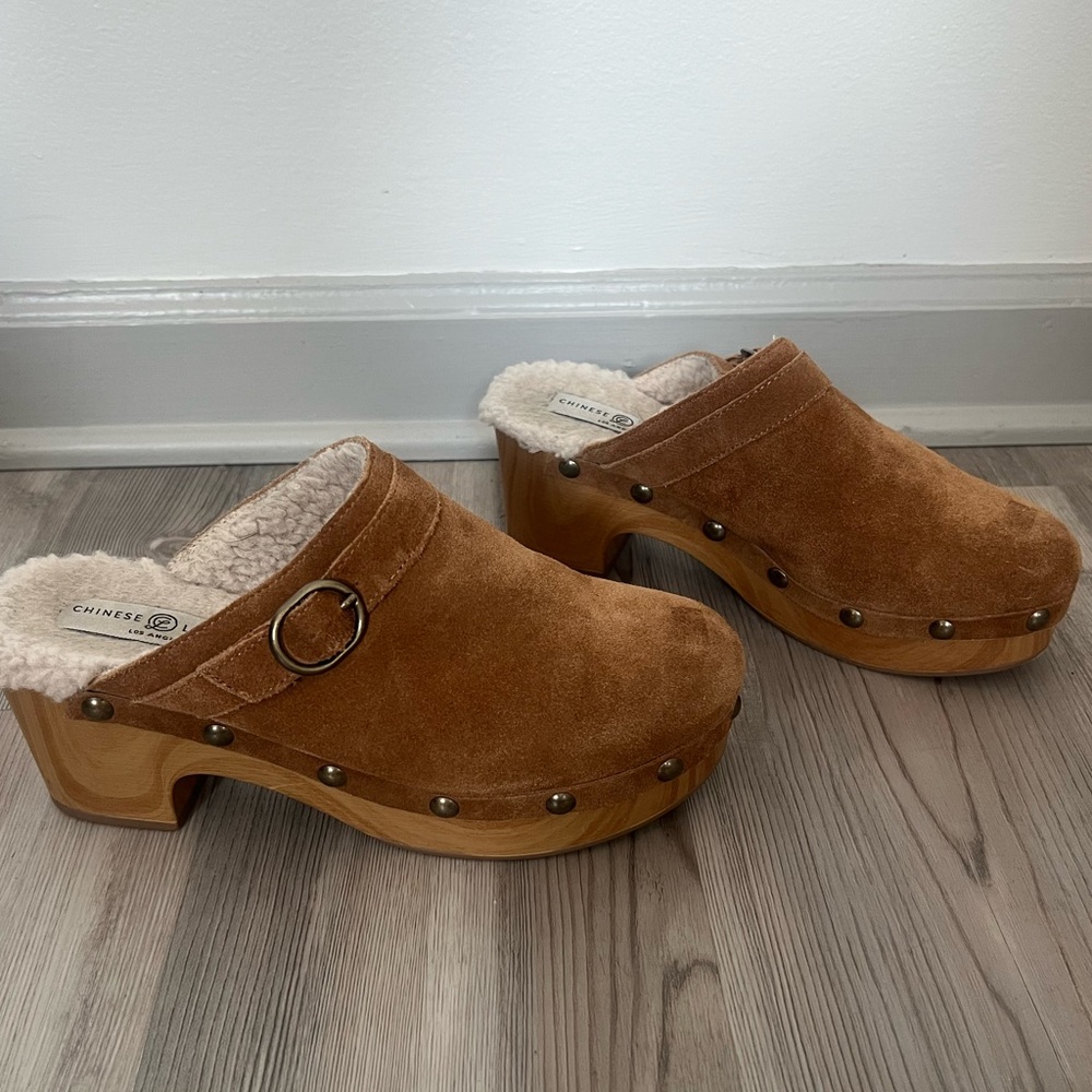Chinese Laundry Women's Cindy Casual Brown Clog Size 7.5 Fur Lined - Picture 3 of 10
